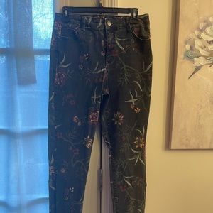 Floral print jeans with stretch